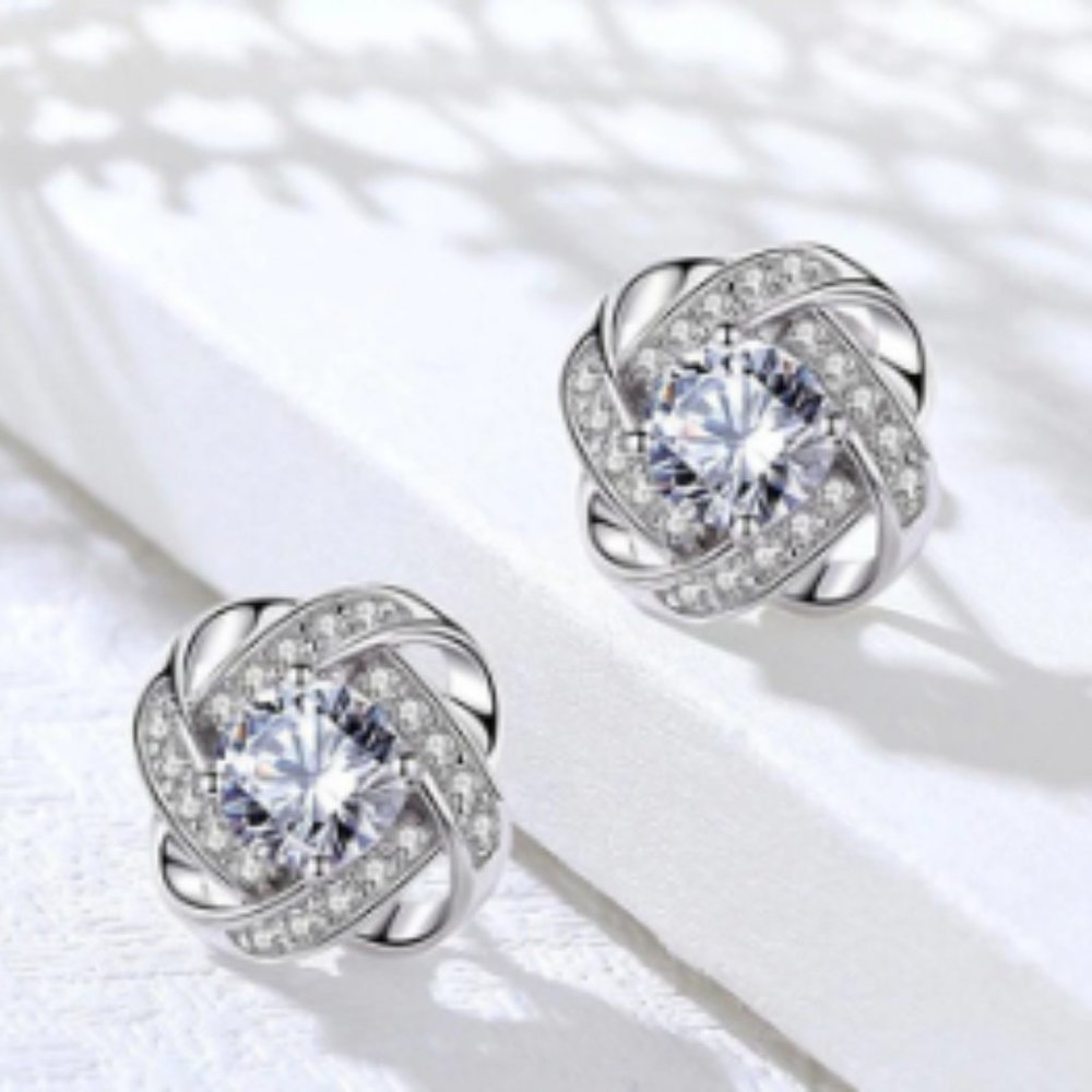 Dazzling Diamond  Sterling Silver Earrings